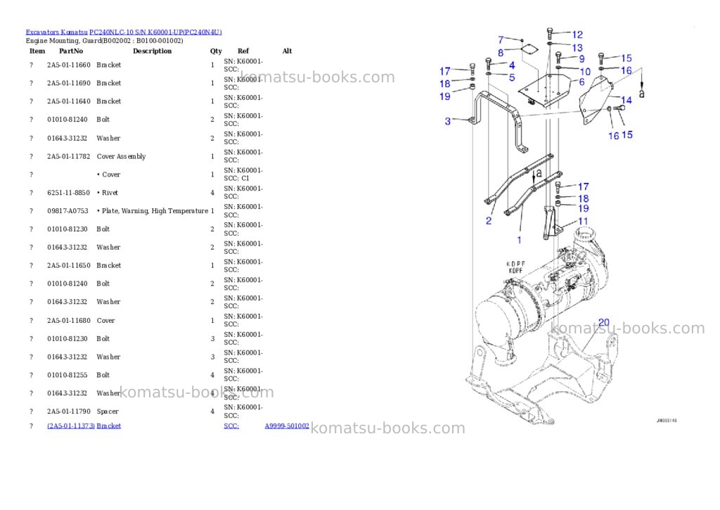 Komatsu pc240nlc-10 s/n k60001-up Parts catalog cover Page 4 Komatsu pc240nlc-10 s/n k60001-up Parts catalog cover Page 4