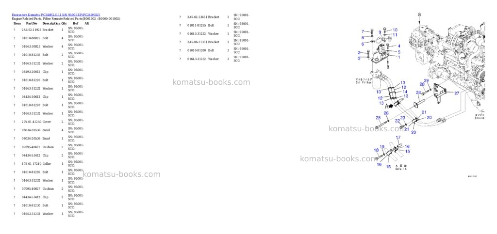 Komatsu pc240nlc-11 s/n 95001-up Parts catalog cover Komatsu pc240nlc-11 s/n 95001-up Parts catalog cover
