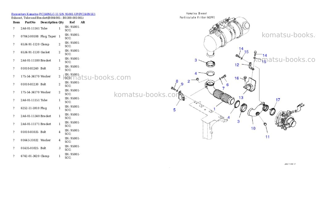 Komatsu pc240nlc-11 s/n 95001-up Parts catalog cover Page 10 Komatsu pc240nlc-11 s/n 95001-up Parts catalog cover Page 10