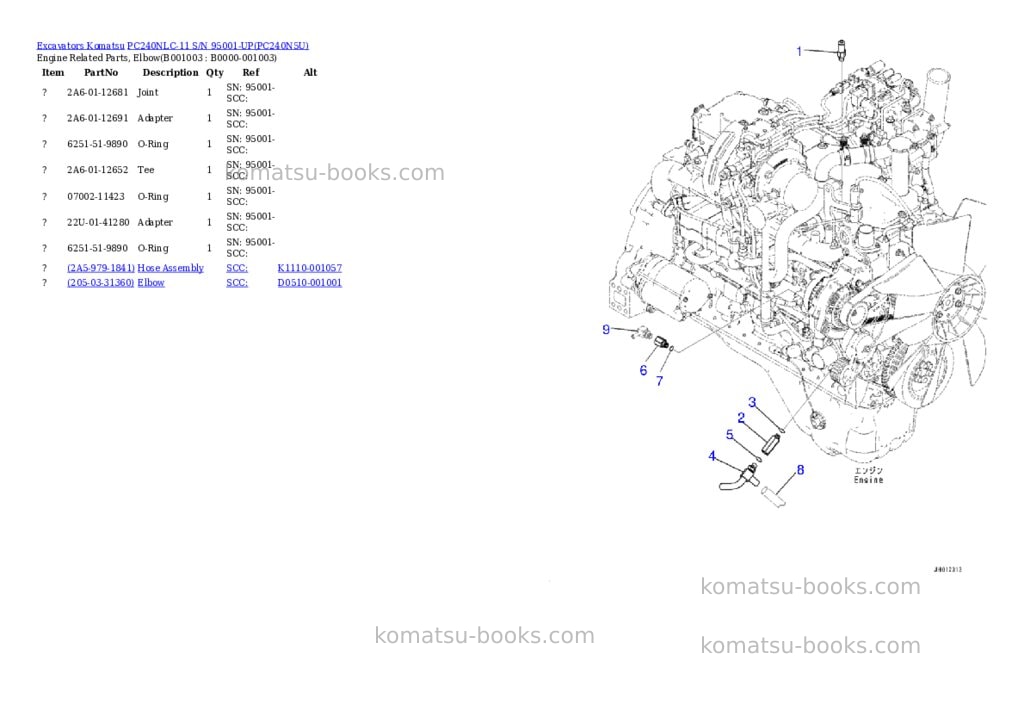 Komatsu pc240nlc-11 s/n 95001-up Parts catalog cover Page 2 Komatsu pc240nlc-11 s/n 95001-up Parts catalog cover Page 2