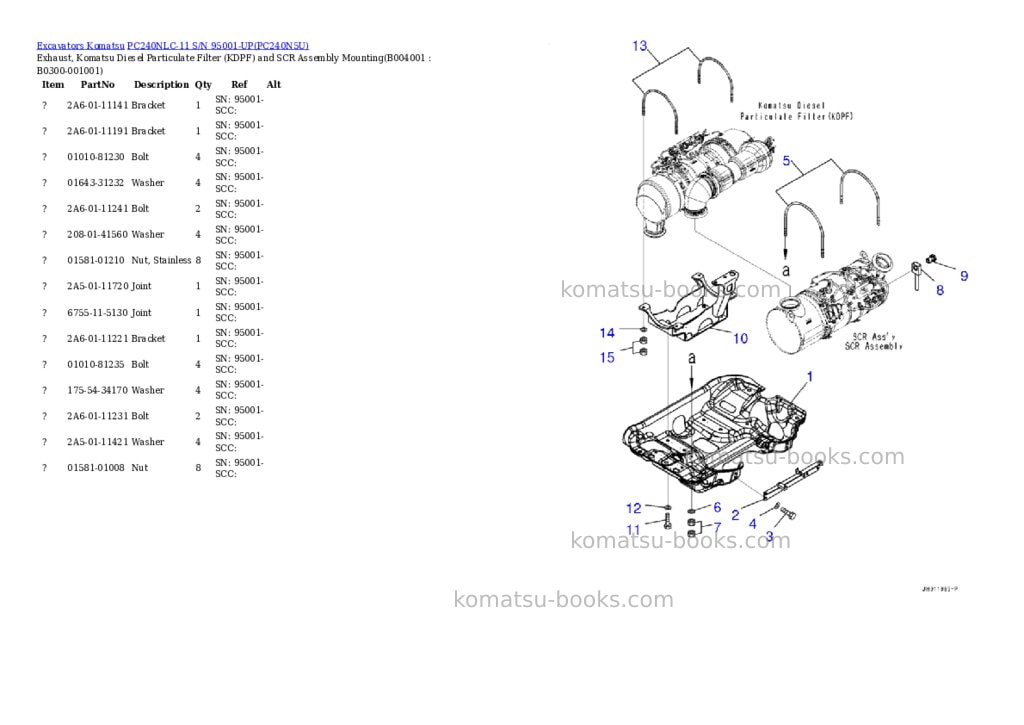 Komatsu pc240nlc-11 s/n 95001-up Parts catalog cover Page 6 Komatsu pc240nlc-11 s/n 95001-up Parts catalog cover Page 6