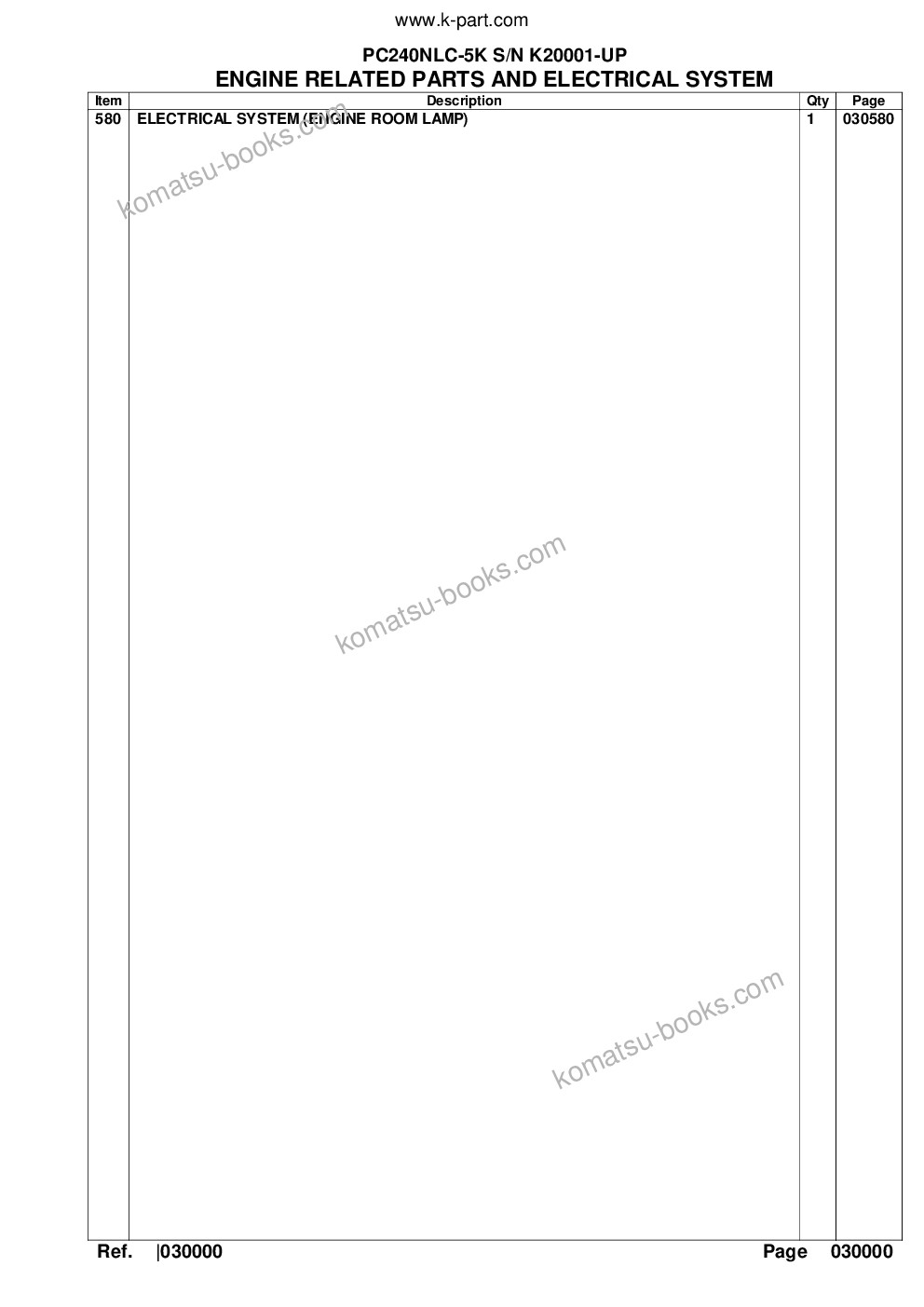 Komatsu pc240nlc-5k s/n k20001-up Parts catalog cover Page 3 Komatsu pc240nlc-5k s/n k20001-up Parts catalog cover Page 3