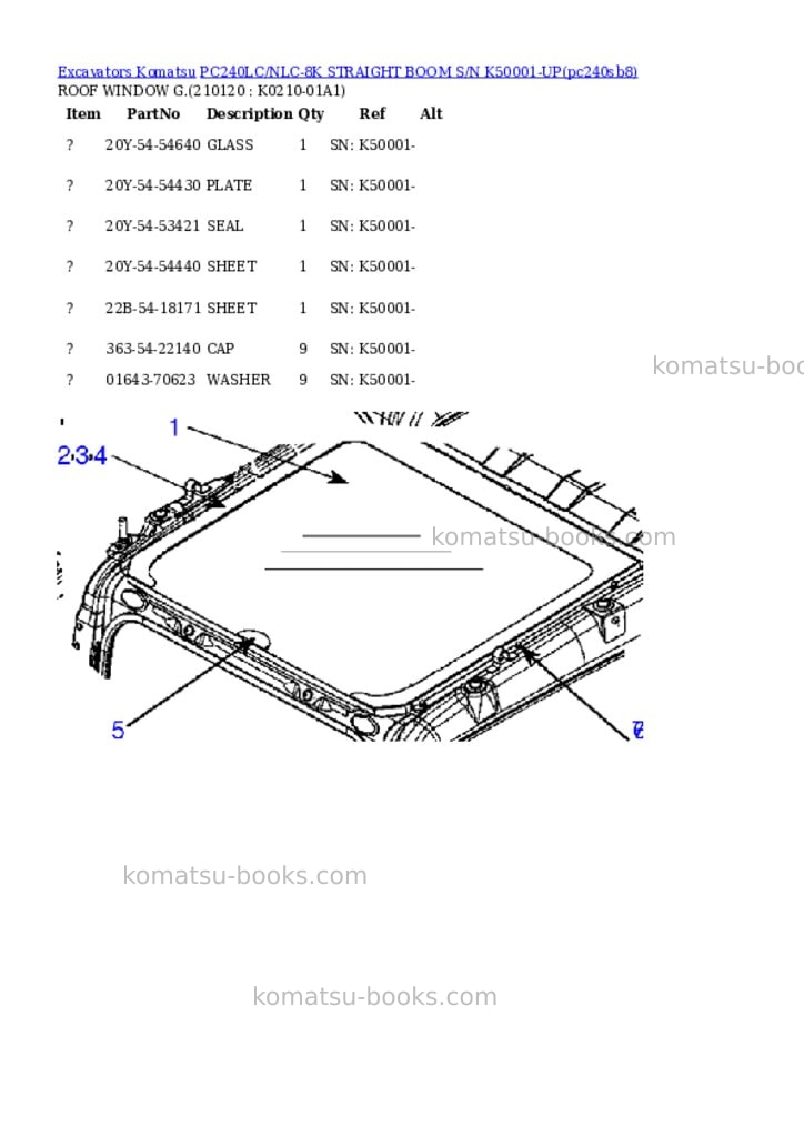 Komatsu pc240lc/nlc-8k straight boom s/n k50001-up Parts catalog cover Komatsu pc240lc/nlc-8k straight boom s/n k50001-up Parts catalog cover