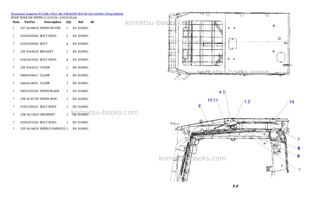 Komatsu pc240lc/nlc-8k straight boom s/n k50001-up Parts catalog cover Page 4 Komatsu pc240lc/nlc-8k straight boom s/n k50001-up Parts catalog cover Page 4