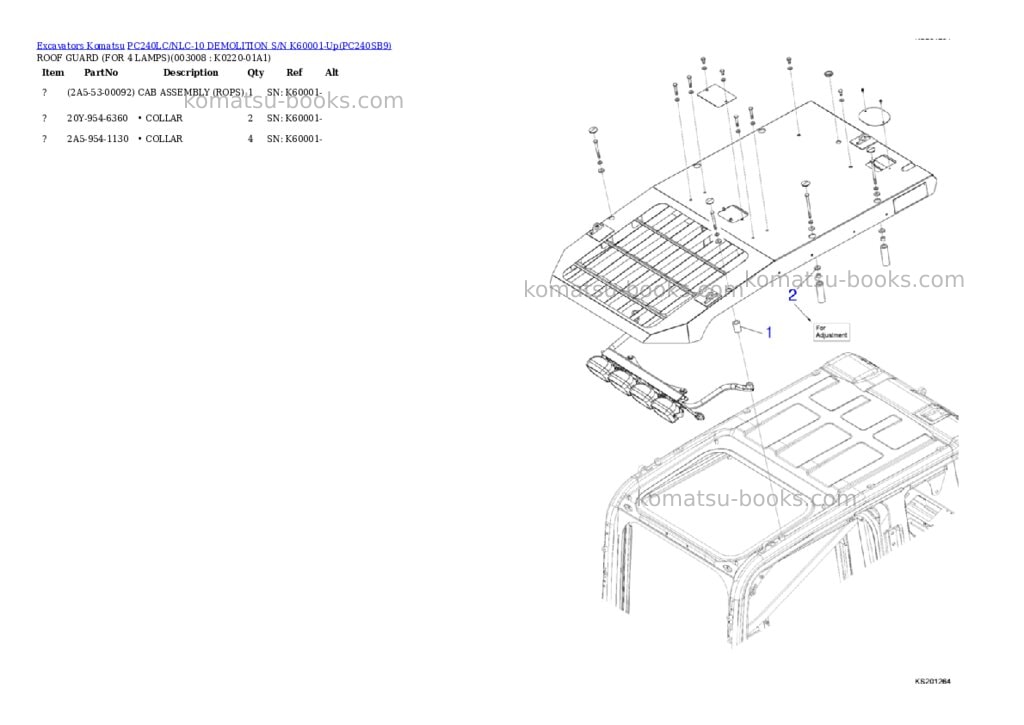 Komatsu pc240lc/nlc-10 demolition s/n k60001-up Parts catalog cover Page 10 Komatsu pc240lc/nlc-10 demolition s/n k60001-up Parts catalog cover Page 10