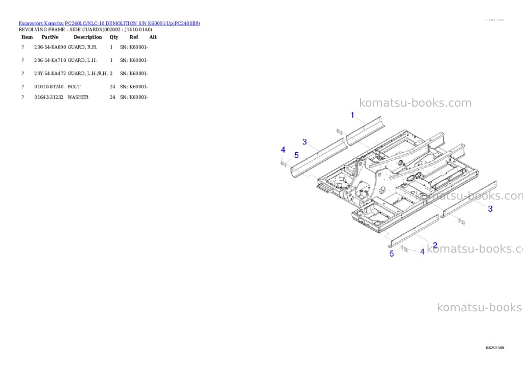 Komatsu pc240lc/nlc-10 demolition s/n k60001-up Parts catalog cover Page 2 Komatsu pc240lc/nlc-10 demolition s/n k60001-up Parts catalog cover Page 2