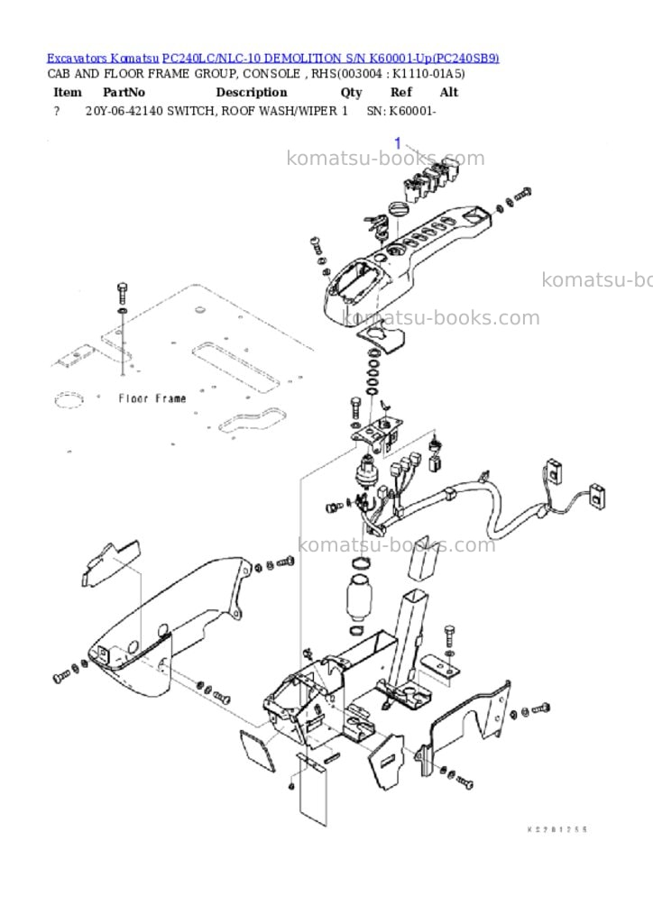 Komatsu pc240lc/nlc-10 demolition s/n k60001-up Parts catalog cover Page 6 Komatsu pc240lc/nlc-10 demolition s/n k60001-up Parts catalog cover Page 6