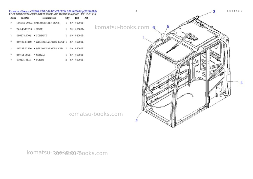 Komatsu pc240lc/nlc-10 demolition s/n k60001-up Parts catalog cover Page 7 Komatsu pc240lc/nlc-10 demolition s/n k60001-up Parts catalog cover Page 7