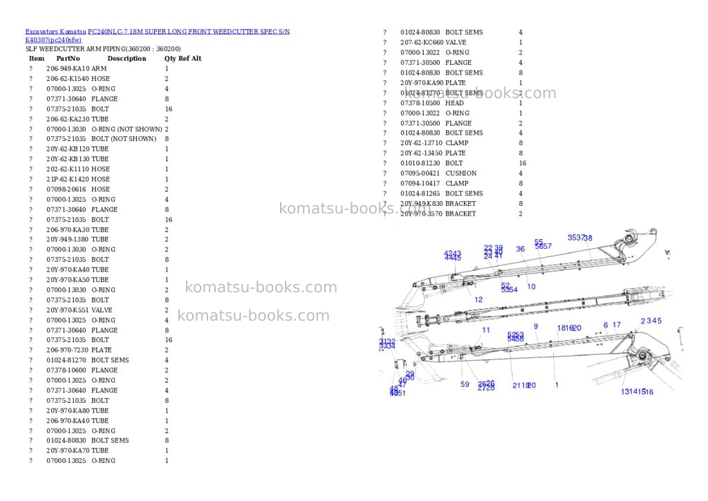 Komatsu pc240nlc-7 18m super long front weedcutter spec s/n k40307 Parts catalog cover Page 5 Komatsu pc240nlc-7 18m super long front weedcutter spec s/n k40307 Parts catalog cover Page 5