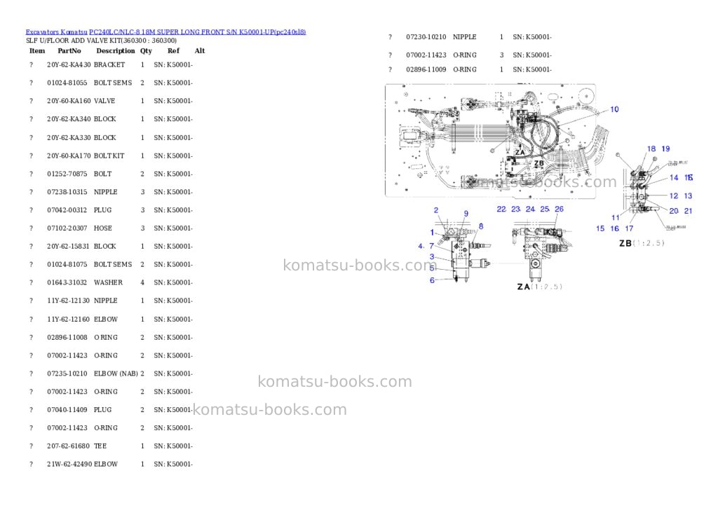 Komatsu pc240lc/nlc-8 18m super long front s/n k50001-up Parts catalog cover Page 10