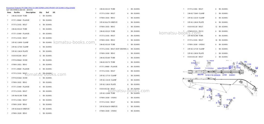 Komatsu pc240lc/nlc-8 18m super long front s/n k50001-up Parts catalog cover Page 7