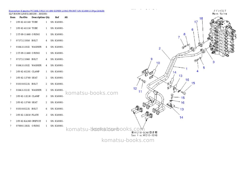 Komatsu pc240lc/nlc-8 18m super long front s/n k50001-up Parts catalog cover Page 8