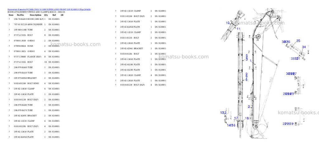 Komatsu pc240lc/nlc-8 18m super long front s/n k50001-up Parts catalog cover Page 9