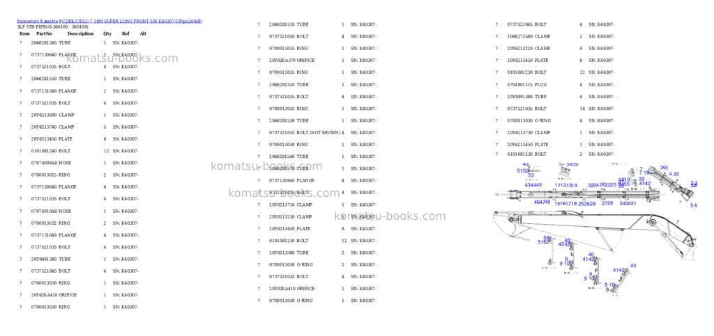 Komatsu pc240lc/nlc-7 18m super long front s/n k40307-up Parts catalog cover Page 2