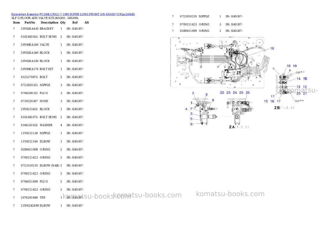 Komatsu pc240lc/nlc-7 18m super long front s/n k40307-up Parts catalog cover Page 4