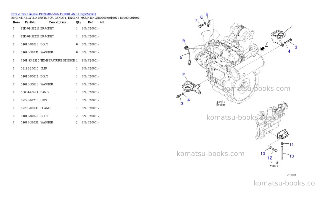 Komatsu PC24MR-5 S/N F20001 AND UP Parts catalog cover