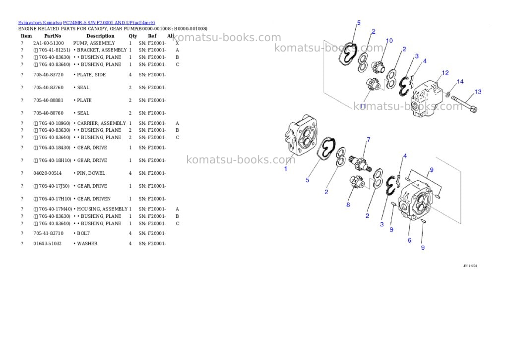 Komatsu PC24MR-5 S/N F20001 AND UP Parts catalog cover Page 7