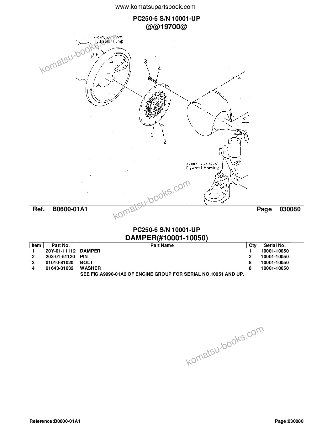 Komatsu pc250-6 s/n 10001-up Parts catalog cover Page 10