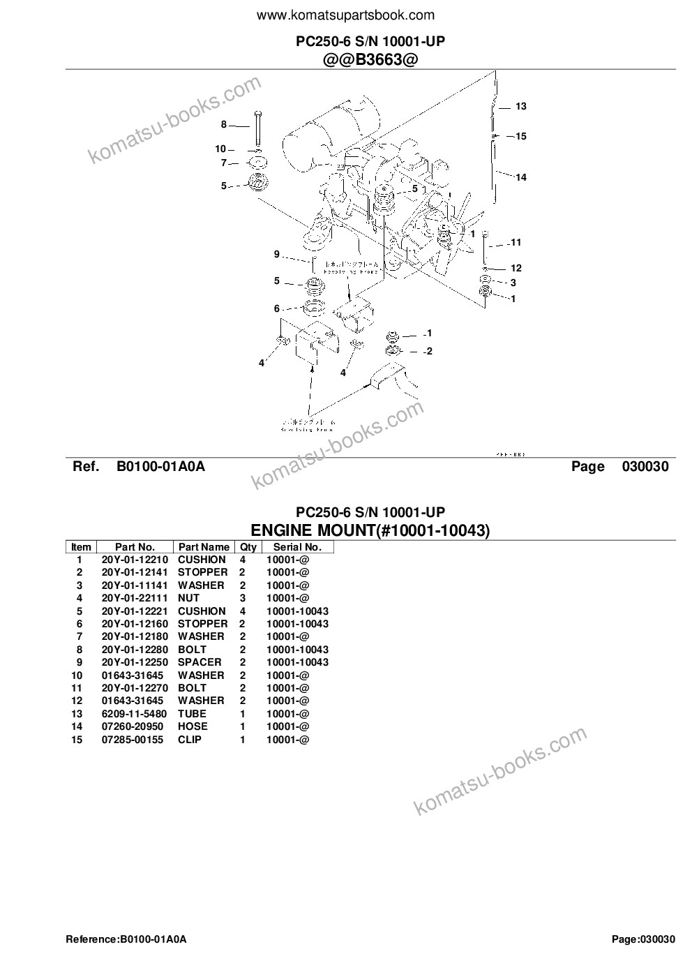 Komatsu pc250-6 s/n 10001-up Parts catalog cover Page 5