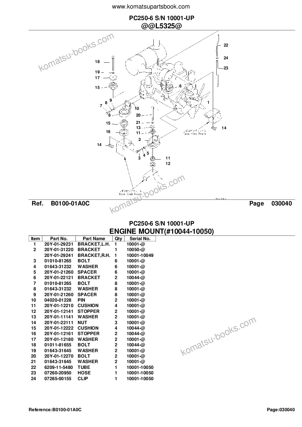 Komatsu pc250-6 s/n 10001-up Parts catalog cover Page 6