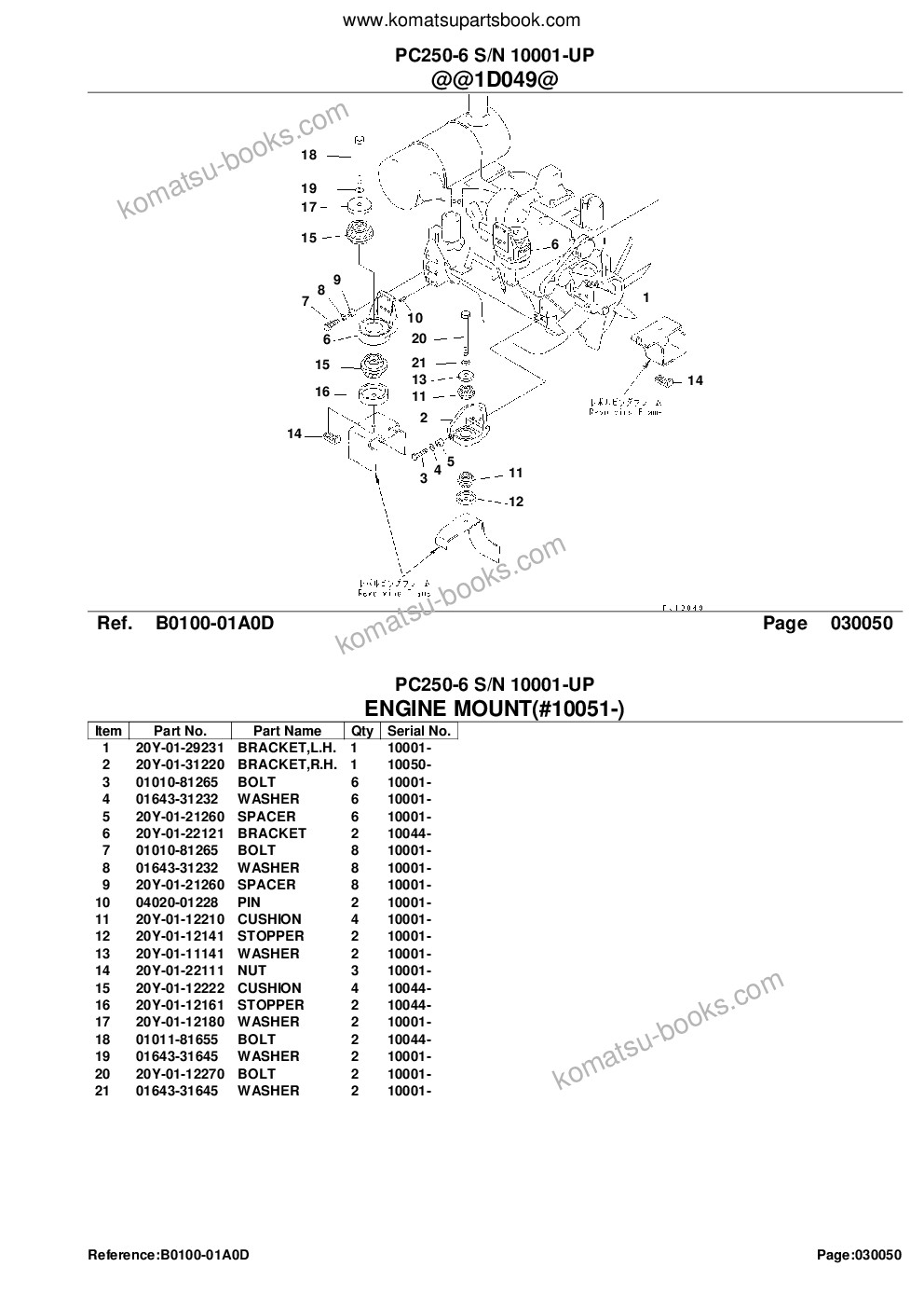 Komatsu pc250-6 s/n 10001-up Parts catalog cover Page 7