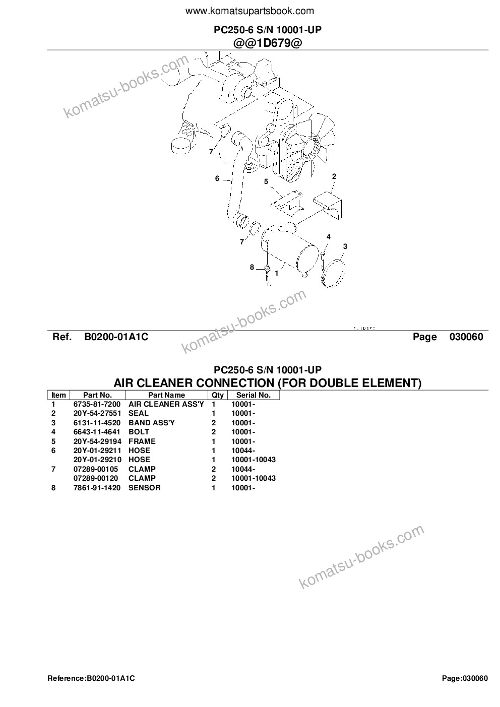 Komatsu pc250-6 s/n 10001-up Parts catalog cover Page 8