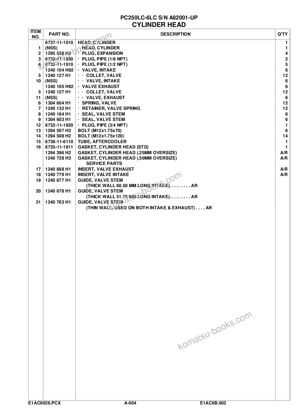 Komatsu pc250lc-6lc s/n a82001-up Parts catalog cover Page 7 Komatsu pc250lc-6lc s/n a82001-up Parts catalog cover Page 7