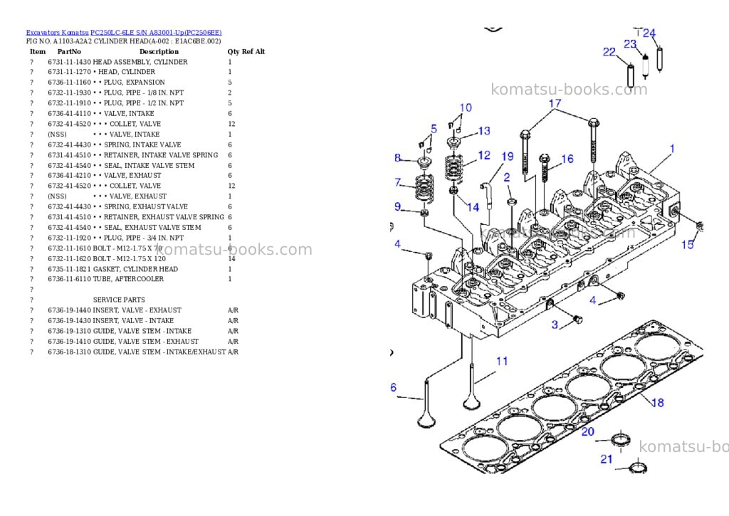 Komatsu pc250lc-6le s/n a83001-up Parts catalog cover