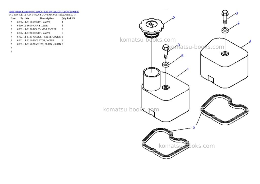 Komatsu pc250lc-6le s/n a83001-up Parts catalog cover Page 3