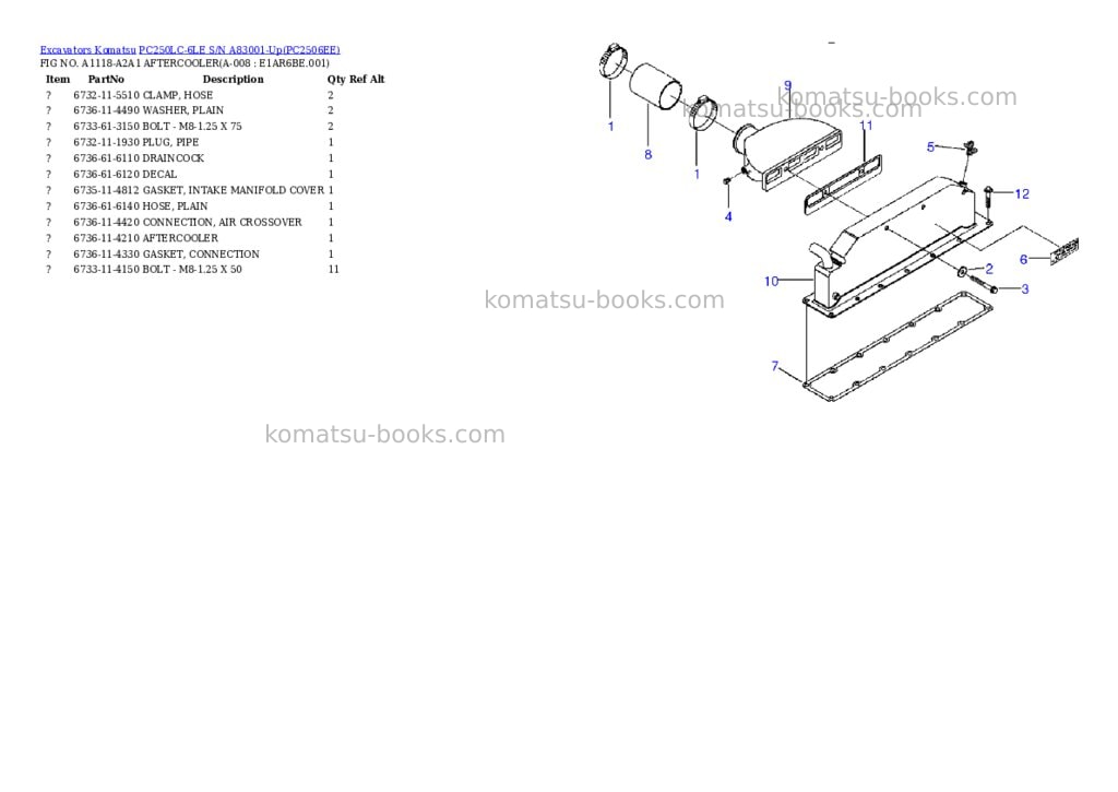 Komatsu pc250lc-6le s/n a83001-up Parts catalog cover Page 4