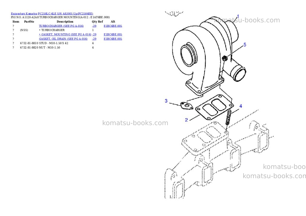 Komatsu pc250lc-6le s/n a83001-up Parts catalog cover Page 6