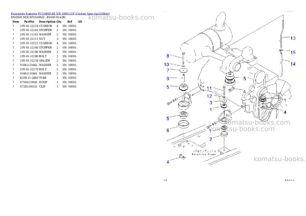 Komatsu pc250hd-6z s/n 10001-up custom spec. Parts catalog cover Komatsu pc250hd-6z s/n 10001-up custom spec. Parts catalog cover
