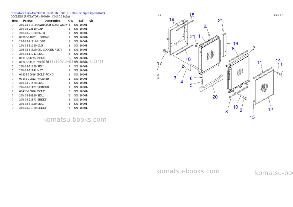 Komatsu pc250hd-6z s/n 10001-up custom spec. Parts catalog cover Page 5 Komatsu pc250hd-6z s/n 10001-up custom spec. Parts catalog cover Page 5