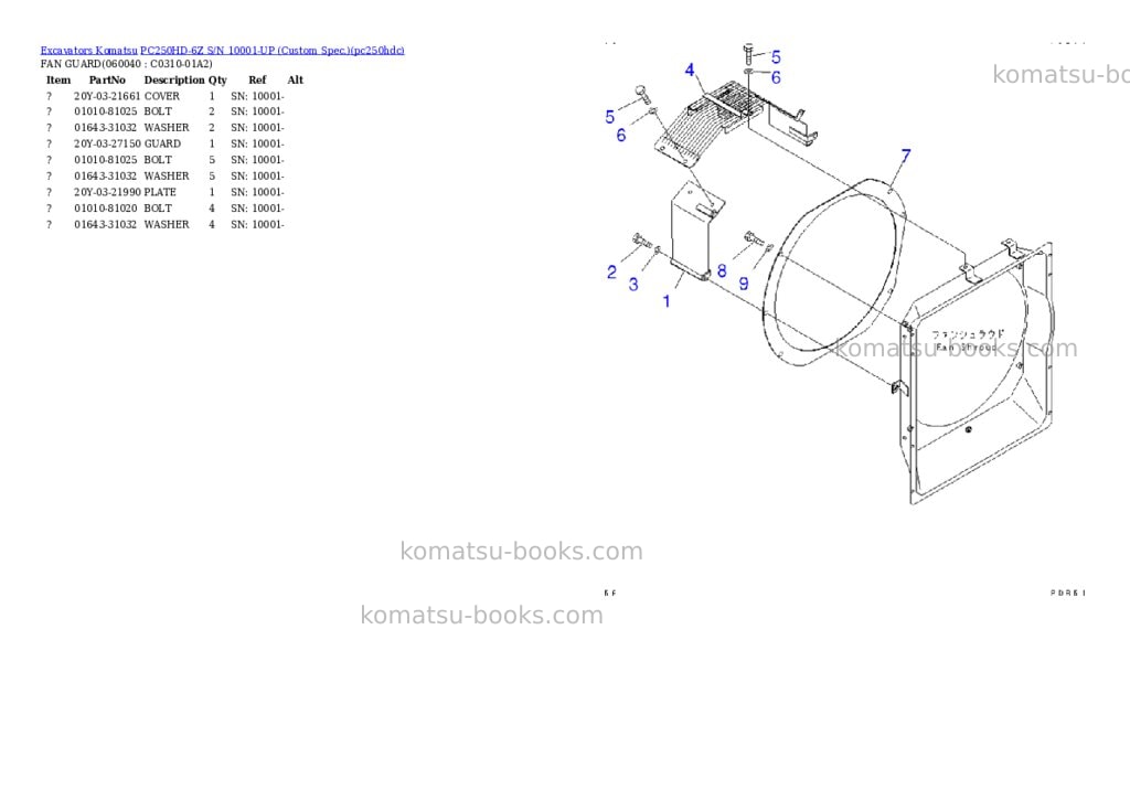 Komatsu pc250hd-6z s/n 10001-up custom spec. Parts catalog cover Page 8 Komatsu pc250hd-6z s/n 10001-up custom spec. Parts catalog cover Page 8