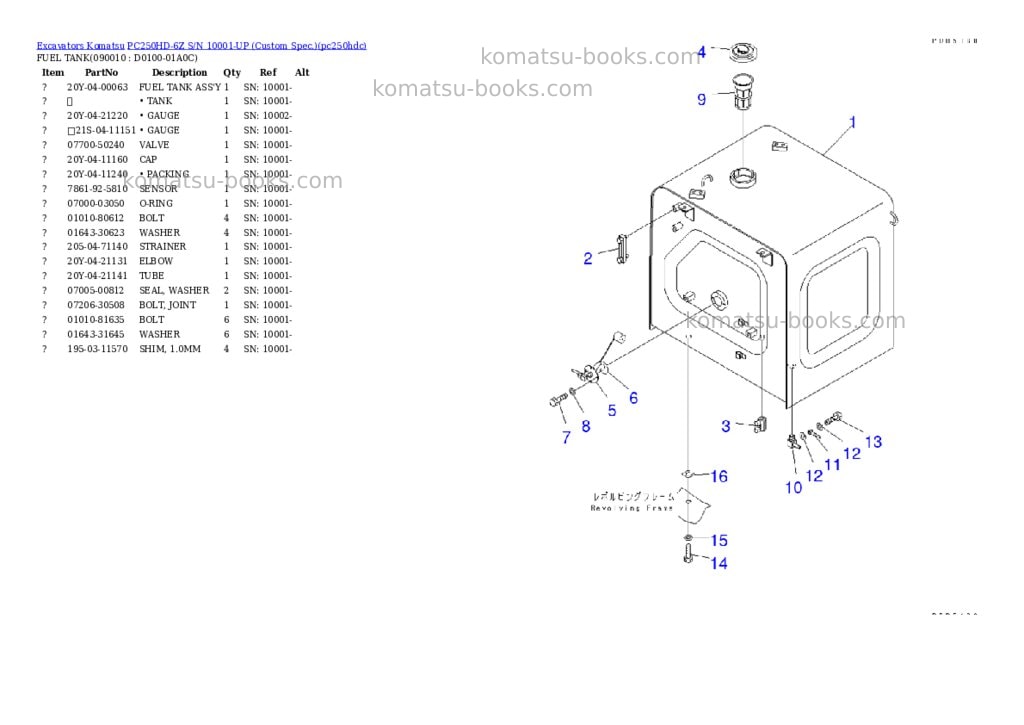 Komatsu pc250hd-6z s/n 10001-up custom spec. Parts catalog cover Page 9 Komatsu pc250hd-6z s/n 10001-up custom spec. Parts catalog cover Page 9