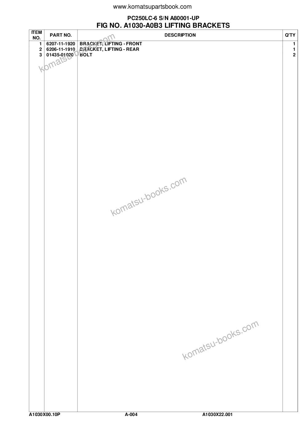 Komatsu pc250lc-6l s/n a80001-up Parts catalog cover Page 7