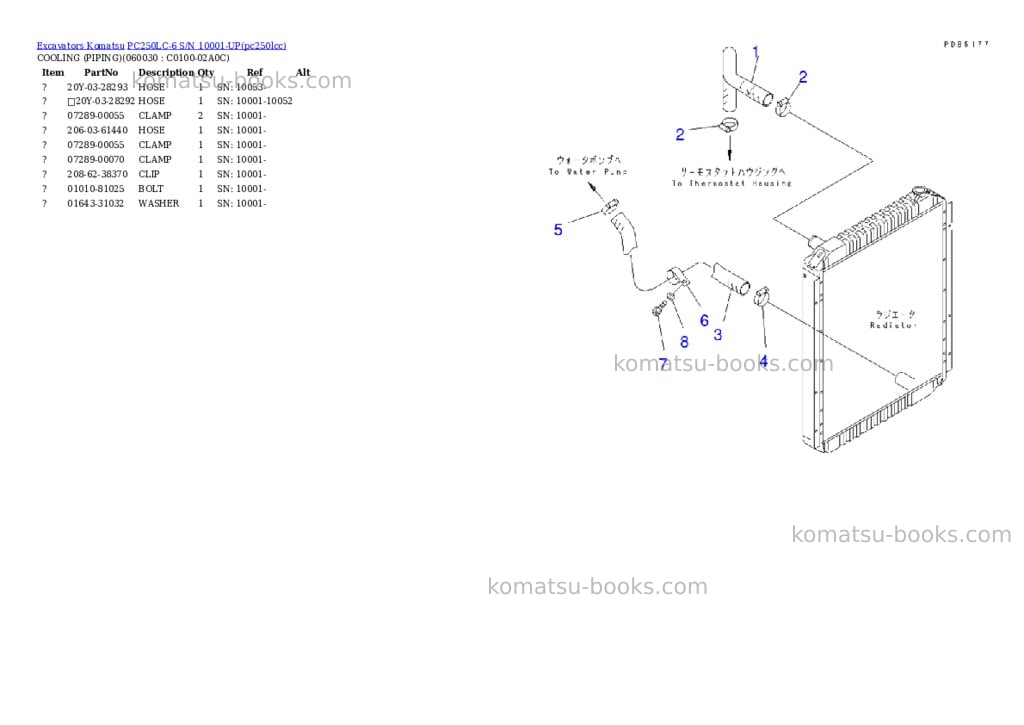 Komatsu pc250lc-6 s/n 10001-up Parts catalog cover Page 10 Komatsu pc250lc-6 s/n 10001-up Parts catalog cover Page 10