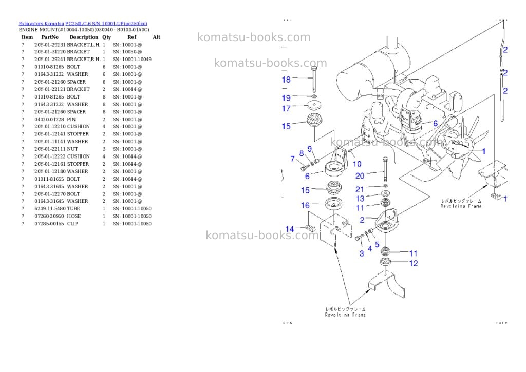 Komatsu pc250lc-6 s/n 10001-up Parts catalog cover Page 3 Komatsu pc250lc-6 s/n 10001-up Parts catalog cover Page 3