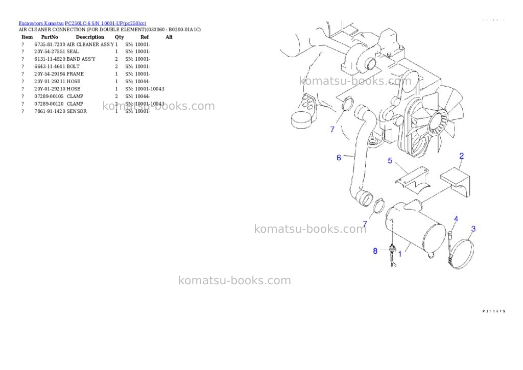 Komatsu pc250lc-6 s/n 10001-up Parts catalog cover Page 5 Komatsu pc250lc-6 s/n 10001-up Parts catalog cover Page 5