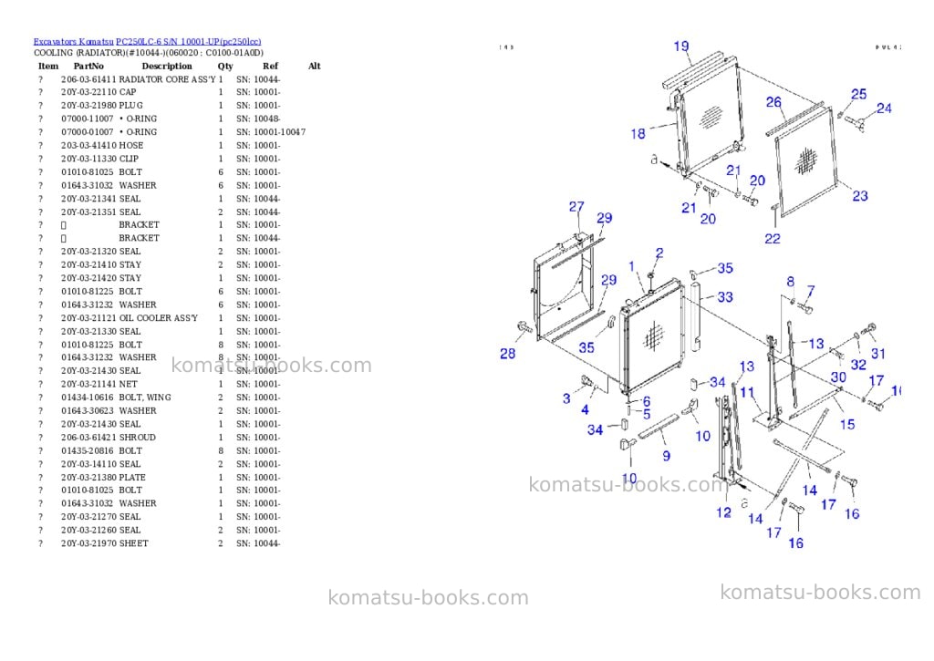 Komatsu pc250lc-6 s/n 10001-up Parts catalog cover Page 9 Komatsu pc250lc-6 s/n 10001-up Parts catalog cover Page 9