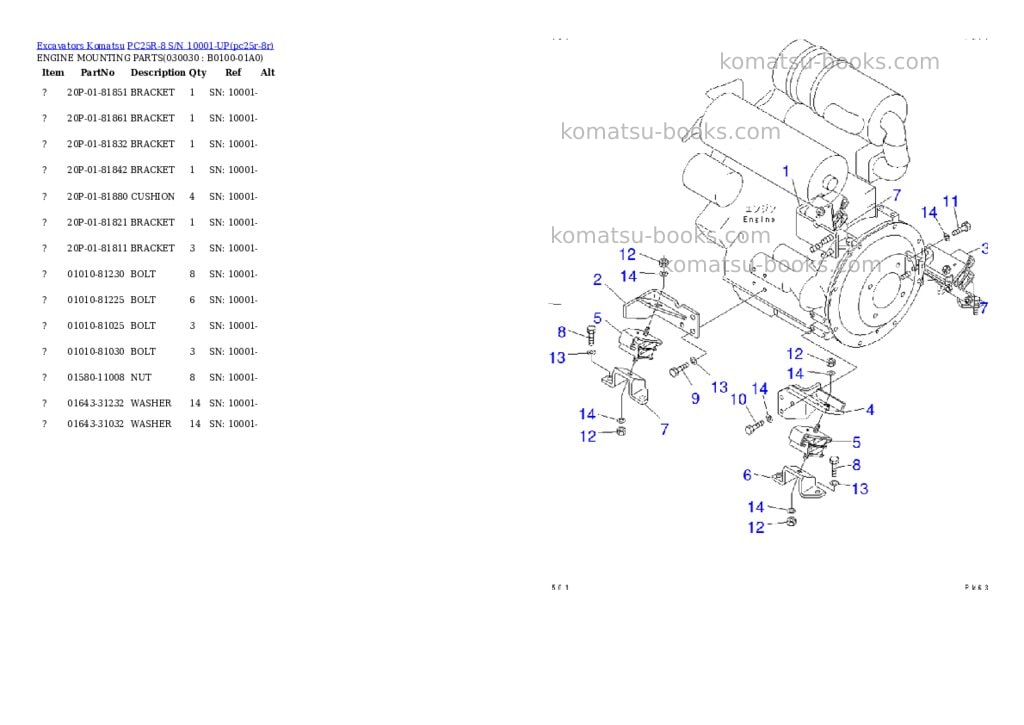 Komatsu pc25r-8 s/n 10001-up Parts catalog cover Page 2 Komatsu pc25r-8 s/n 10001-up Parts catalog cover Page 2