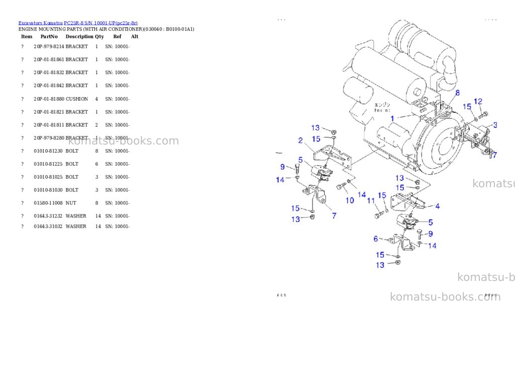 Komatsu pc25r-8 s/n 10001-up Parts catalog cover Page 3 Komatsu pc25r-8 s/n 10001-up Parts catalog cover Page 3