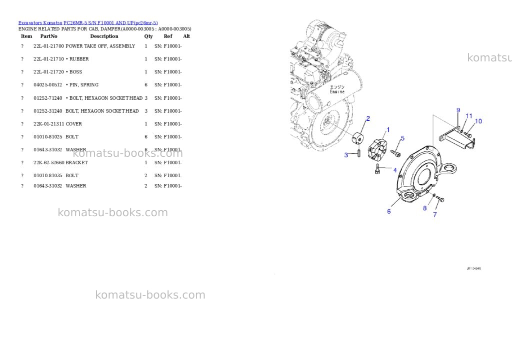 Komatsu PC26MR-5 S/N F10001 AND UP Parts catalog cover Page 4 Komatsu PC26MR-5 S/N F10001 AND UP Parts catalog cover Page 4