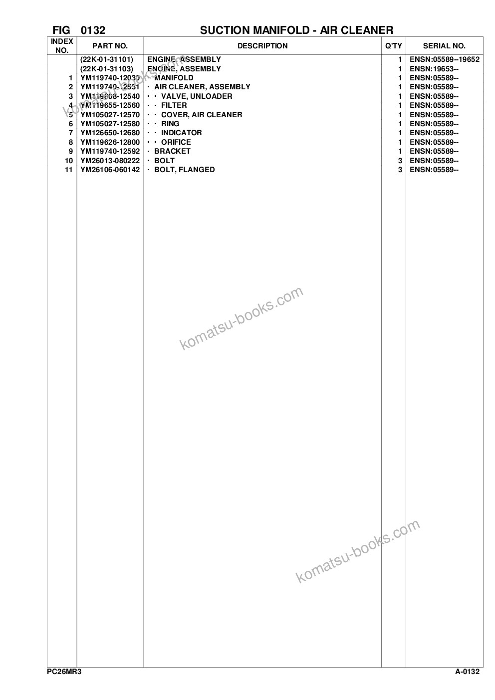 Komatsu pc26mr-3 s/n f30003 and up Parts catalog cover Page 10
