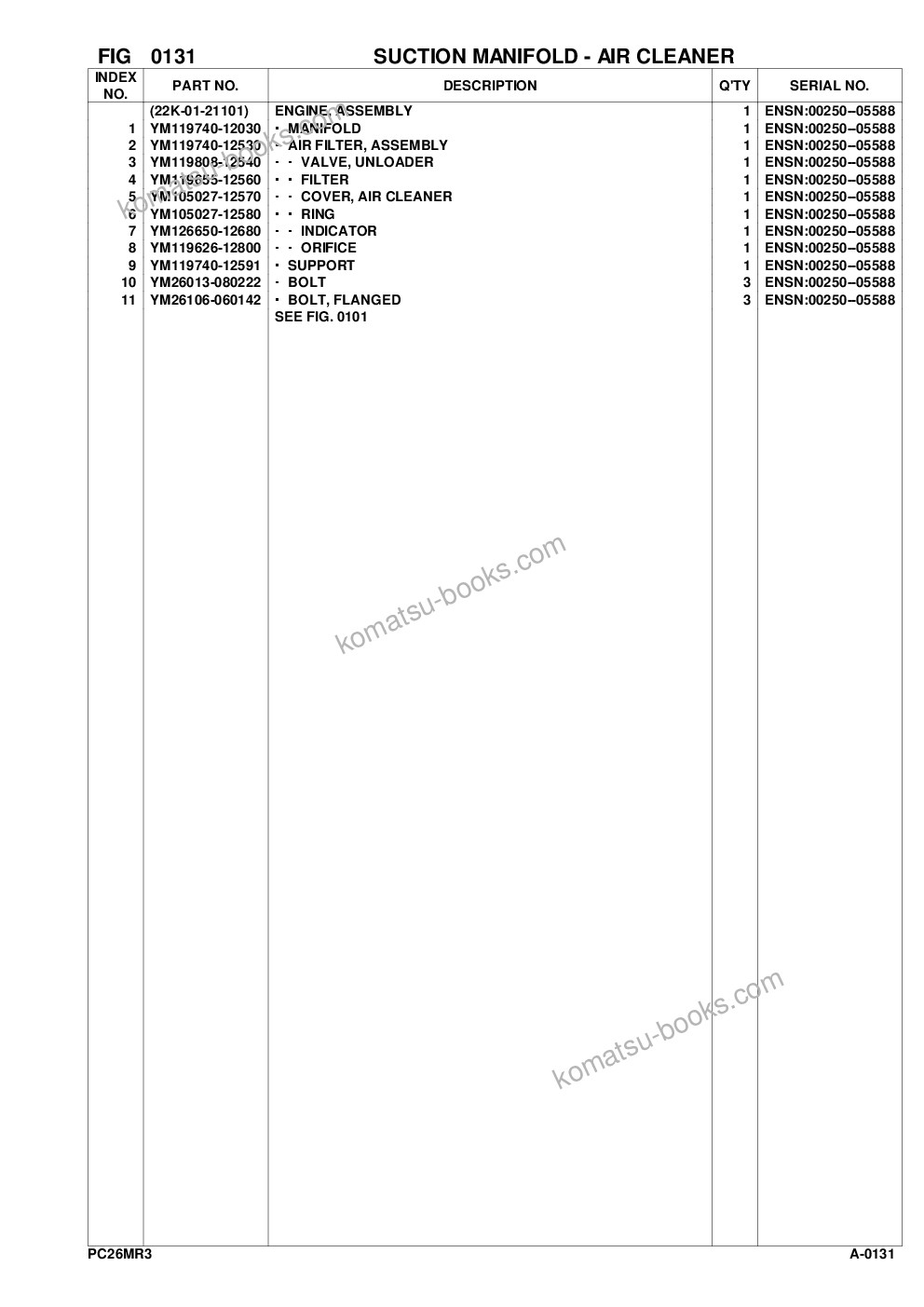 Komatsu pc26mr-3 s/n f30003 and up Parts catalog cover Page 8
