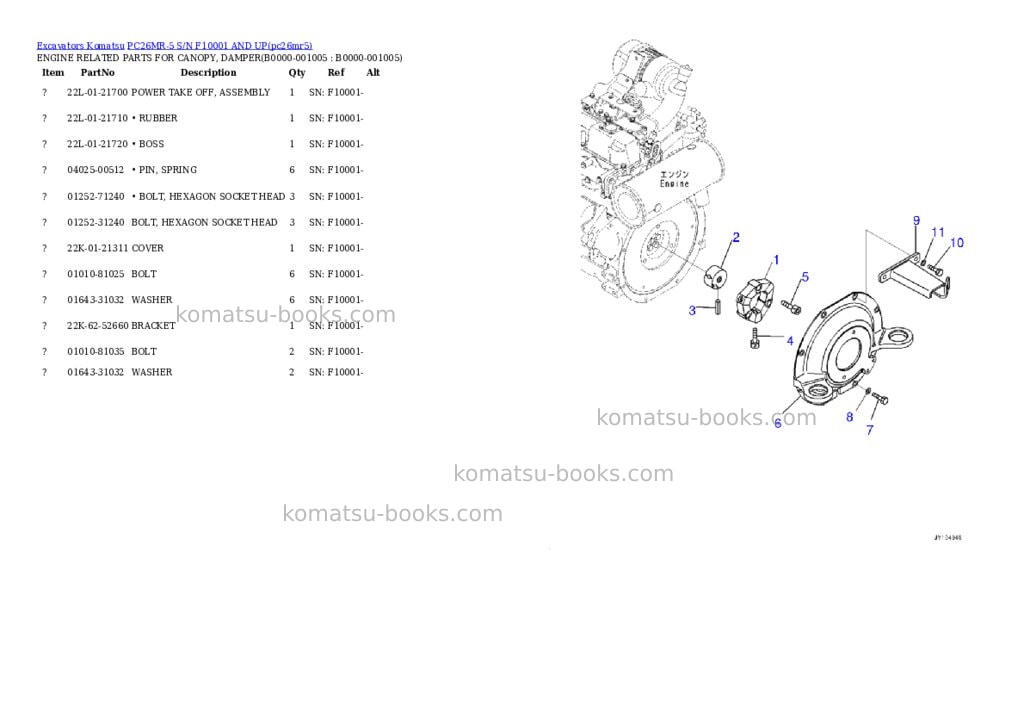 Komatsu PC26MR-5 S/N F10001 AND UP Parts catalog cover Page 4