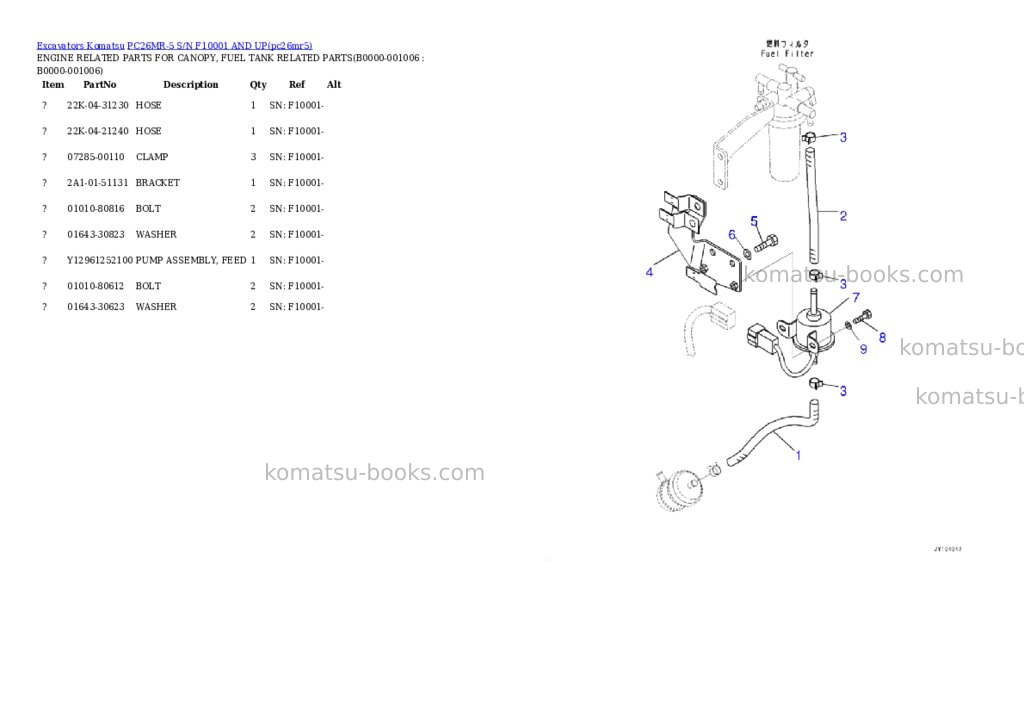 Komatsu PC26MR-5 S/N F10001 AND UP Parts catalog cover Page 5