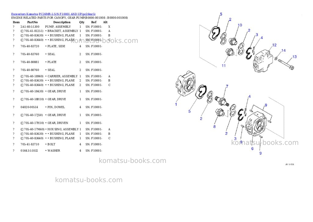 Komatsu PC26MR-5 S/N F10001 AND UP Parts catalog cover Page 7