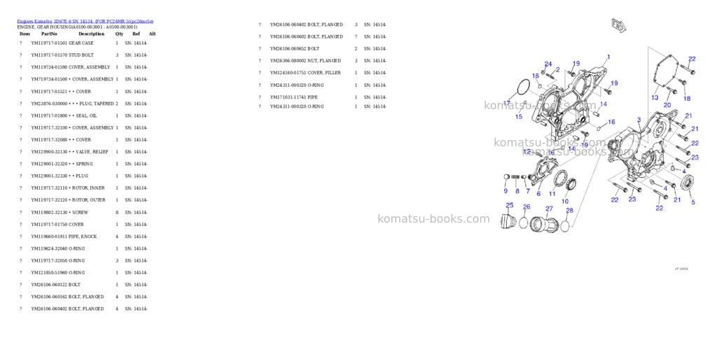 Komatsu 3D67E-6 SN 14514- (FOR PC26MR-5) Parts catalog cover Komatsu 3D67E-6 SN 14514- (FOR PC26MR-5) Parts catalog cover