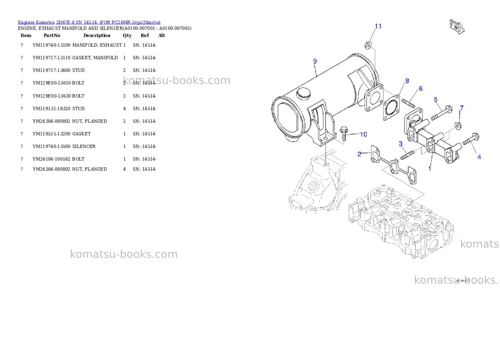 Komatsu 3D67E-6 SN 14514- (FOR PC26MR-5) Parts catalog cover Page 5 Komatsu 3D67E-6 SN 14514- (FOR PC26MR-5) Parts catalog cover Page 5